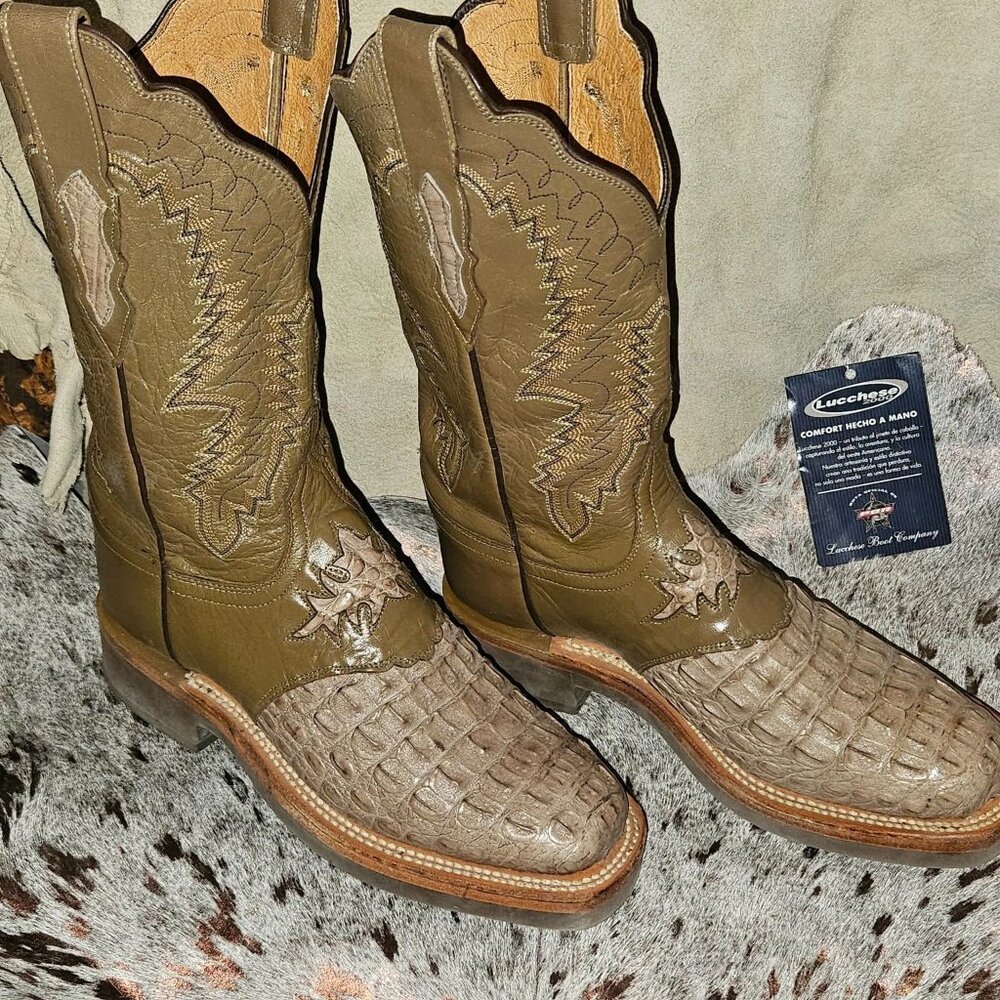 Lucchese Exotic Mink Caiman Cowboy Boots